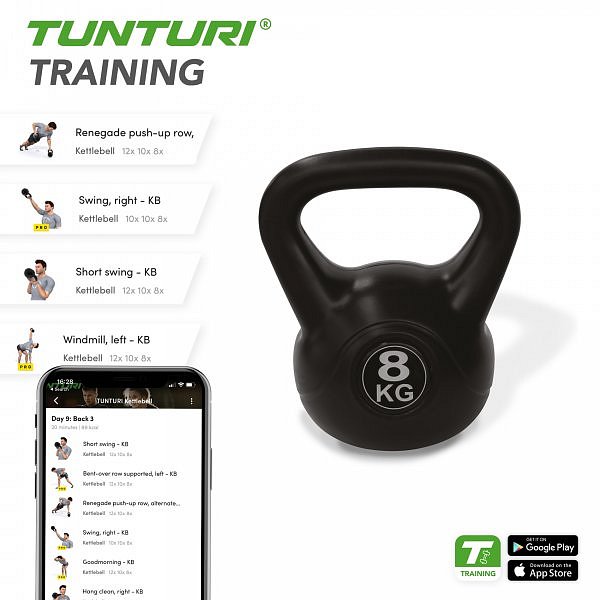 Kettlebell poplastovaný 8 kg TUNTURI