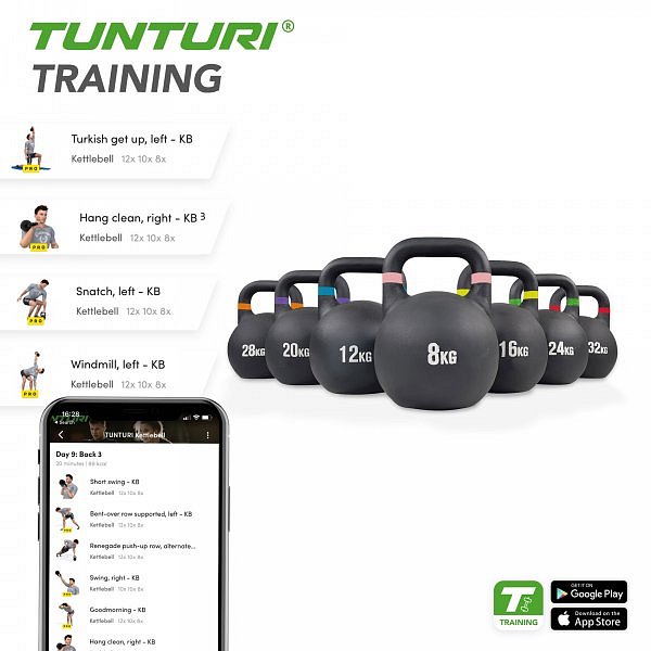 Kettlebell ocelový 16kg TUNTURI Competition