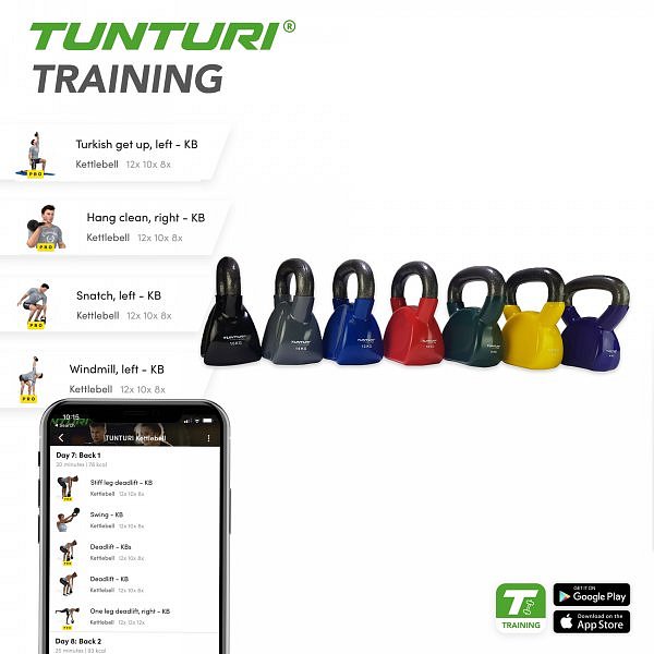 Kettlebell litinový ve vinylu TUNTURI 16 kg černý