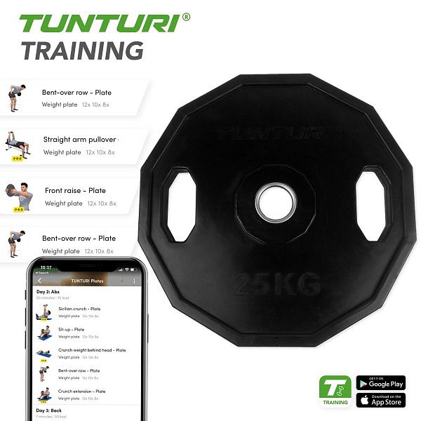 Kotouč olympijský pogumovaný 25 kg hranatý TUNTURI